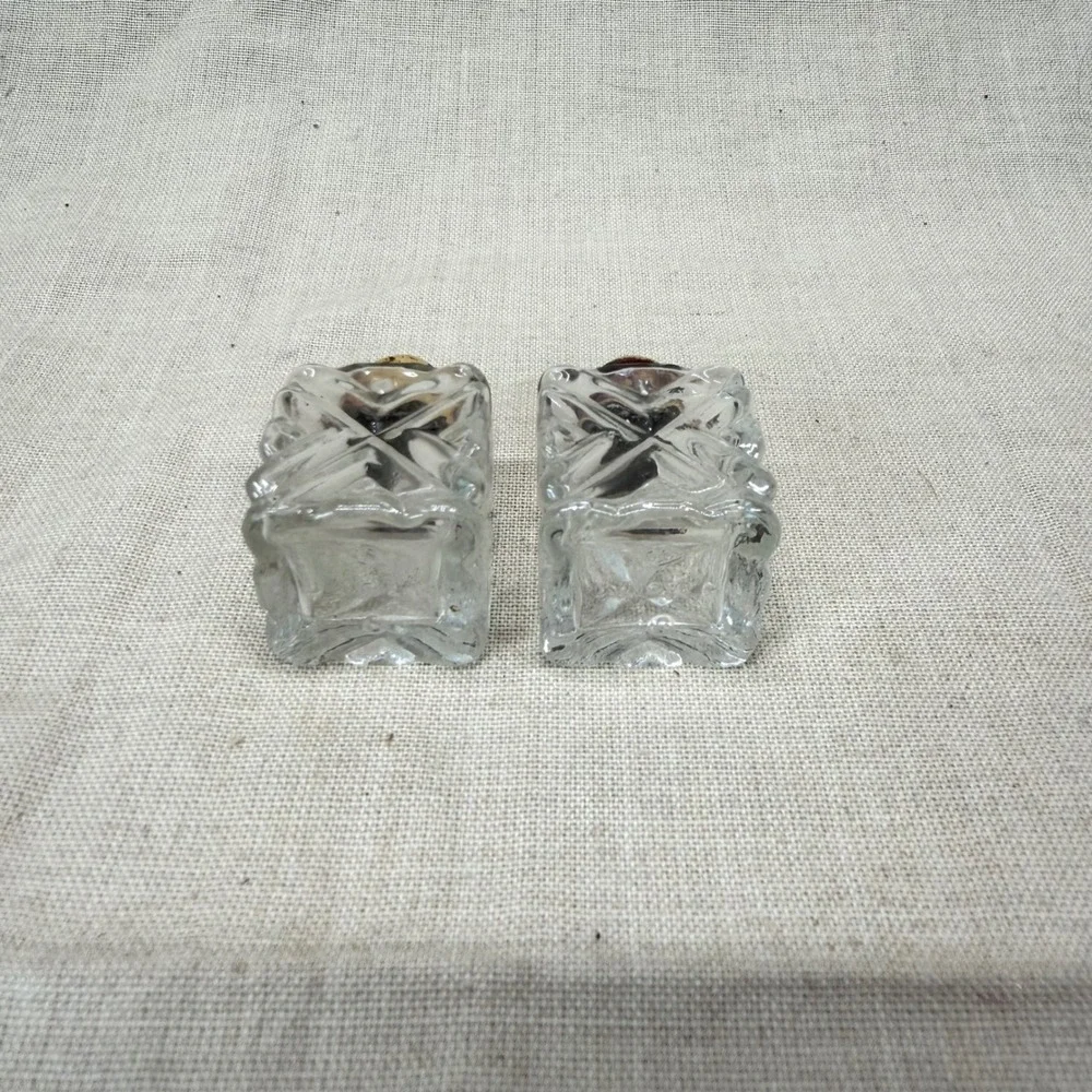 Vintage Mini Glass Salt and Pepper Shakers Japan Cut Glass Petite Table Decor